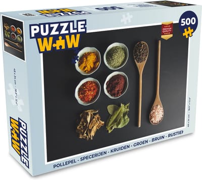 Puzzel Pollepel - Specerijen - Kruiden - Groen - Bruin - Rustiek - Legpuzzel - Puzzel 500 stukjes