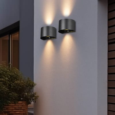 REALITY TALENT - Wandlamp - Zwart mat - incl. 2x SMD 1W - Oplaadbaar - Draadloos - Beweginssensor - Schemeringssensor - Accuvoeding - Buitenverlichting - IP44