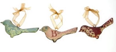 Vogeltje hangend metaal, 3ass. 12x2x6,5cm
