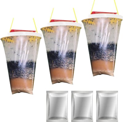 3pcs Live Trap Attractant Holder-Ranch Fly Trap-Outdoor Insect Trap-Flycatcher Cage-Mosquitoes Flies Bees