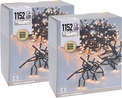 Kerstverlichting - Clusterverlichting - 2 stuks - 1152 LED's - Lengte: 8.5 meter - Met app-bediening - Warm wit