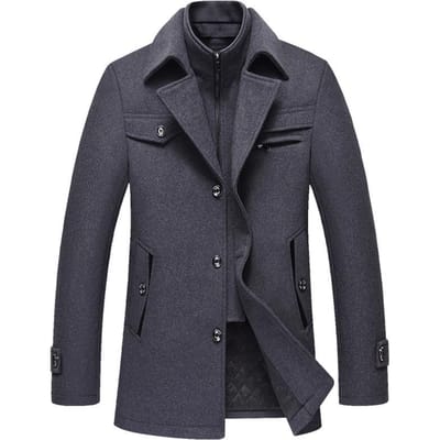 Herfst en Winter Nieuwe Heren Woljas Jas Strijkloos Zakelijk Plus Katoen Wol Woljas Heren Strijkloos Dubbele Kraag Wol Heren 5XL-200 black