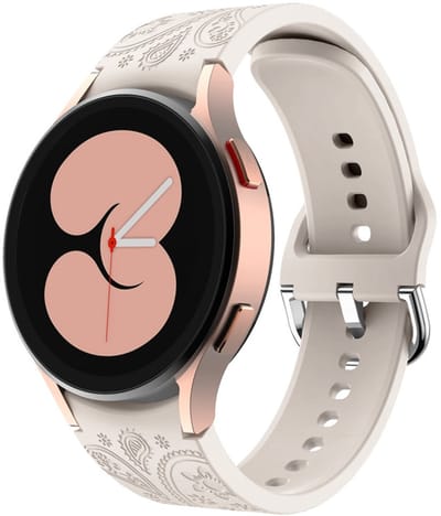 Siliconen bandje - geschikt voor Samsung Galaxy Watch 7 (40 & 44mm) / Watch 6 (Classic) / Watch 5 (Pro) / Watch 4 (Classic) / Watch FE - bloemenprint met gespsluiting - beige