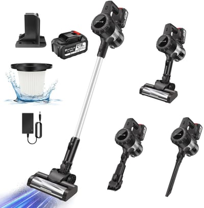Cellista Steelstofzuiger Draadloos 30000Pa - 3-in-1 Handstofzuiger Zonder Zak - HEPA Filter - Lichtgewicht 2,7 kg - Krachtige Accu Stofzuiger voor Huisdierharen
