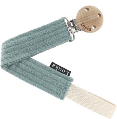Louka Speenkoord brede rib groen de luxe - houten clip - speenketting