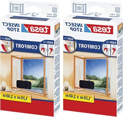 Insect Stop Comfort vliegenhor voor ramen van vloer-plafond - set van 2 - 120 cm x 240 cm - antraciet transparant - gemakkelijke montage