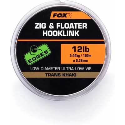 Fox Edges Zig and Floater Hooklink - Trans Khaki - 0.26mm - 10lb - Khaki