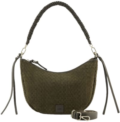 FREDsBRUDER schoudertas Weave Harmony Round Midi Hobo Bag Khaki Green kaki