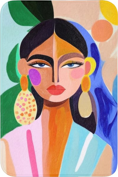Badmat 60x90 cm - Antislip - Portret - Vrouw - Modern - Badmatten voor badkamer - Badkamermat - Douchemat - Badkamer mat