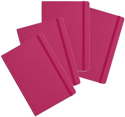 Bellatio Design Notitieboekje - 4x - A5 formaat - met elastiek - roze - 100 pagina - schriften