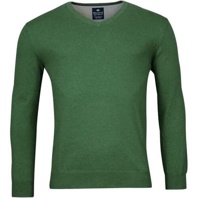 Baileys Trui Uni Color Cotton V-Neck Single Knit Groen / male