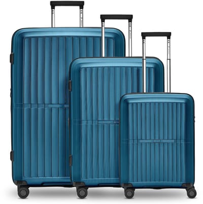 Pactastic Collectie 01 4-wiel kofferset, 3-delig, met rekbare vouw - Harde bagage - TSA slot - turquoise-metallic