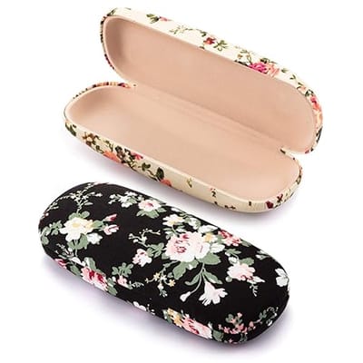 2 Stuks - Brillenkoker - Brillenkoker hard case - Bloemenpatroon - Zonnebrillen opbergdoos - Brillendoos dames heren - Eyeglass Case for Sunglasses and Eyeglasses - Brillenhoes - Zonnebrillen accessoires - Reisbrillenkoker - Zwart en Wit