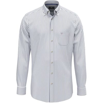 Fynch-Hatton Overhemd Allover Stripe Washed Oxford Button-Down Harbor Blue / male