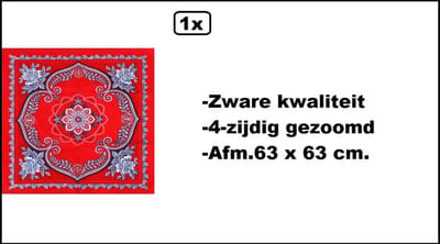 Zakdoek rood met bloemen motief - zware kwaliteit - 63cmx63cm