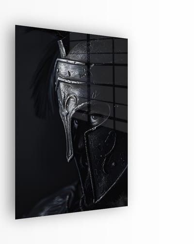 Indoorart - Glasschilderij Spartaanse Vechter 40x60 CM - Afbeelding op plexiglas - Inclusief montagemateriaal