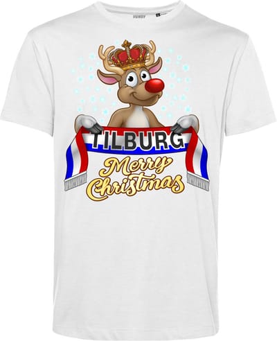 T-shirt Tilburg | Foute Kersttrui Dames Heren | Kerstcadeau | Willem 2 supporter | Wit | maat XS