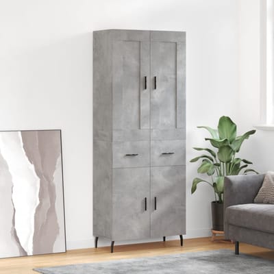 Vidaxl Vitrinekast, Beton Grijs 69,5X34X180 Cm Materiaal Houtvezelplaat