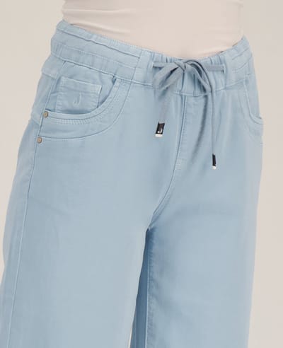 Je m'appelle Dames Broek Straight fit Met stretch - Blauw - Maat S