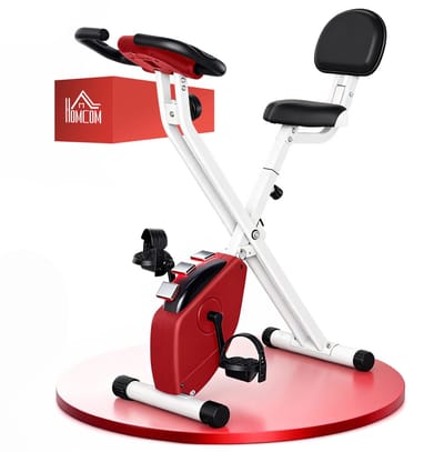 HOMCOM-Fitnessbike-Stahl, ABS, kunststoff-43B x 97T x 109H cm-Rot+Weiß