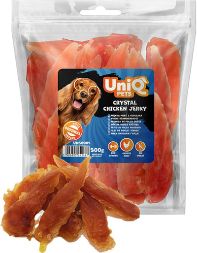 UniQ Pets 94% Kipfilet Strips - 500g - Hondensnacks - Gedroogd - Training - Hondensnoepjes - Beloningssnoepjes - Puppy - Hond