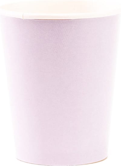 Givi Italia Feestbekers met hoesjes - 8x - lavendel paars - papier - 250ml - kinderfeestje - biologisch afbreekbaar