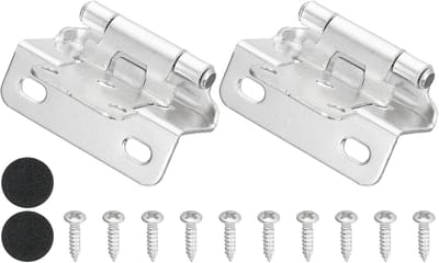 Scharnieren semi-overlay 1/2 inch, 2 stuks semi-verborgen verzonken gezicht mount kast scharnier met schroeven voor keuken badkamer meubels kast deur, zilverkleur