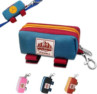 Poepzakhouder met rits - Afvalzakdispenser - Honden uitlaten - Met metalen clip - 8.9 x 4.3 x 5.1 cm - Blauw