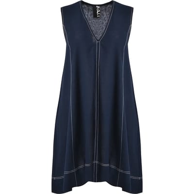 Mouwloze V-hals jurk van viscose en linnen dames Mat Fashion