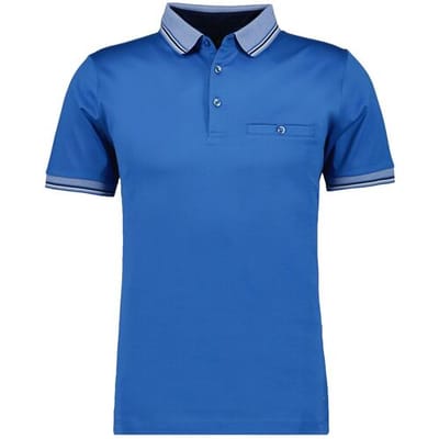 Ragman Polo Uni Contrast Detail Mercerized Cotton Royal Blue / male