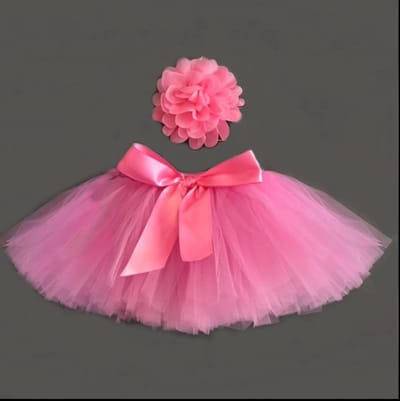tutu set - donker roze baby 0-6 maanden