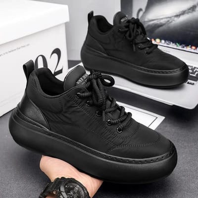 Winter Heren Antislip Werkschoenen Buiten Comfort Sneeuwschoenen Mode Platform Sneakers Casual Slijtvast 39 zwart