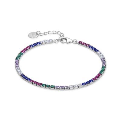 Luxenter 925 Sterling zilveren armband met veelkleurige gerhodineerde zirkonia - Tahu