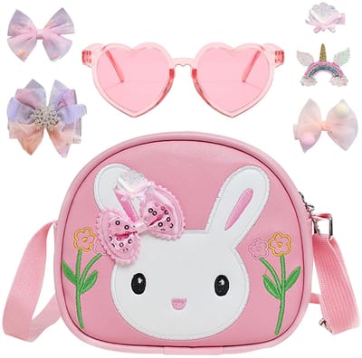 Dailygoods - Handtas voor Meisjes - Charmante Konijnen Schoudertas met Zonnebril en Haarspelden