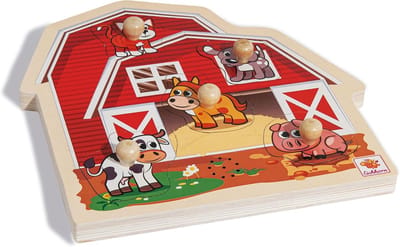 Boerderij Puzzel - Steekpuzzel Geluid - Leren Dieren - FSC Hout - 25x25 cm - Veelkleurig