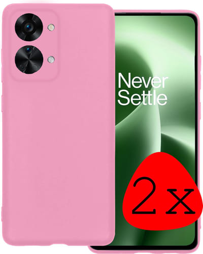 Hoesje 2 Stuks - Geschikt voor OnePlus Nord 2T - Sterk & Shockproof - Case Siliconen - Back Cover - Telefoon Hoes - Lichtroze