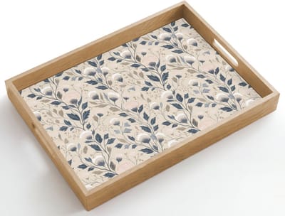 Dienblad hout 50x35 cm - Schootdienblad - Klassiek - Botanisch - Kleurrijk - Borrelplank rechthoek - Plateau dienbladen