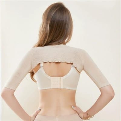 1 Stuk Dames Shapewear Mouwen Schouder Liposuctie Dunne Armen Korset Bultrug Voorkomen Hardlopen Fietsen Lange Mouw beige