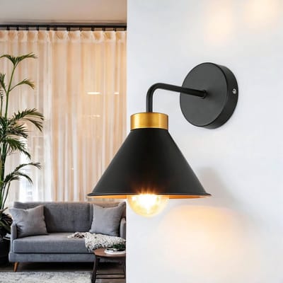 Moderne Binnen Wandlamp Metaal Zwart en Goud E27 voor Woonkamer, Hal en Slaapkamer