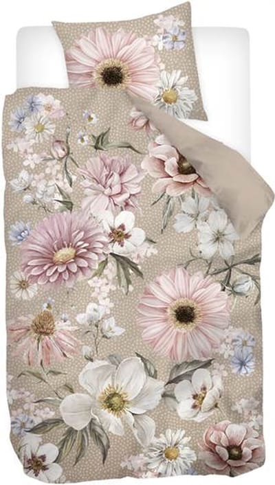 Snoozing Lise Dekbedovertrek - Eenpersoons - 140x200/220 cm - Zacht Taupe