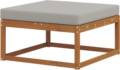 Houten Kruk - Voetenbank Buiten - Terras Ontspannen - Massief Acaciahout - 79x79x37 cm - Natuurlijk Grijs