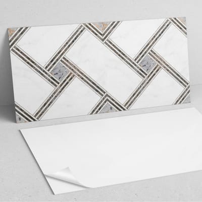 Coloray Wandpanelen Zelfklevend - Geometrisch patroon met lijnen PVC Wandpaneel - 100 cm x 50 cm - Wit Wandbekleding Zelfklevend - 1 stuk - Texturen Wandpanelen Zelfklevend - Wandbord Keuken - Wandpaneel Badkamer