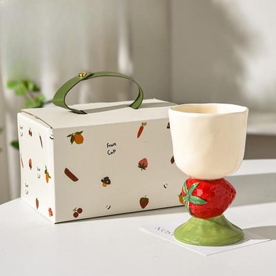 Japanse Handbeschilderde Vruchtvormige Kelk Keramische Handvatbeker Exquise Koffiekop Watermeloen Waterbeker Aardbei Dessertbeker 180ml