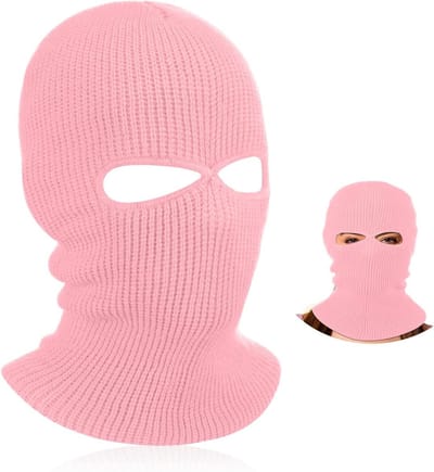 Zeynomax - Gebreid skimasker voor de winter - Roze - Eén maat - Buiten en sport