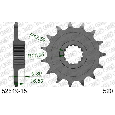 Stalen motortandwiel voor Afam 520 15 dents