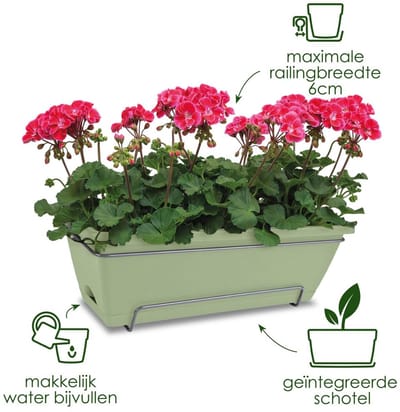 Elho Barcelona Allin1 50 - Balkonbakken met Ophanging - 100% Gerecycled Plastic - L49.5 x B27.5 x H18.5 cm - Esdoorn paars