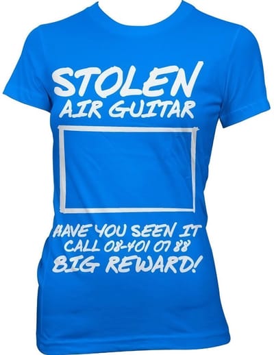 Hybris Stolen Air Guitar! Girly T-shirt voor dames, blauw
