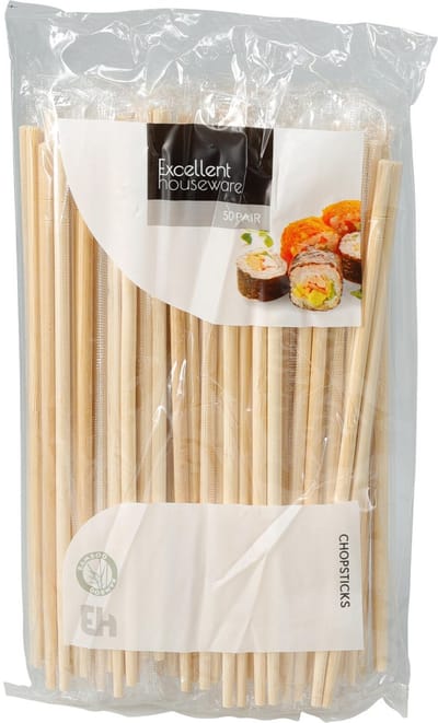 Excellent Houseware Sushi eetstokjes/chopsticks - 50x paar - bamboe hout naturel - Chinees/japans