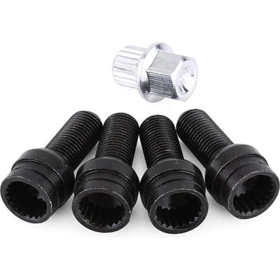 4+1 M14*1.5MM Zwarte stalen wielbouten en borgmoerenset met sleutel black