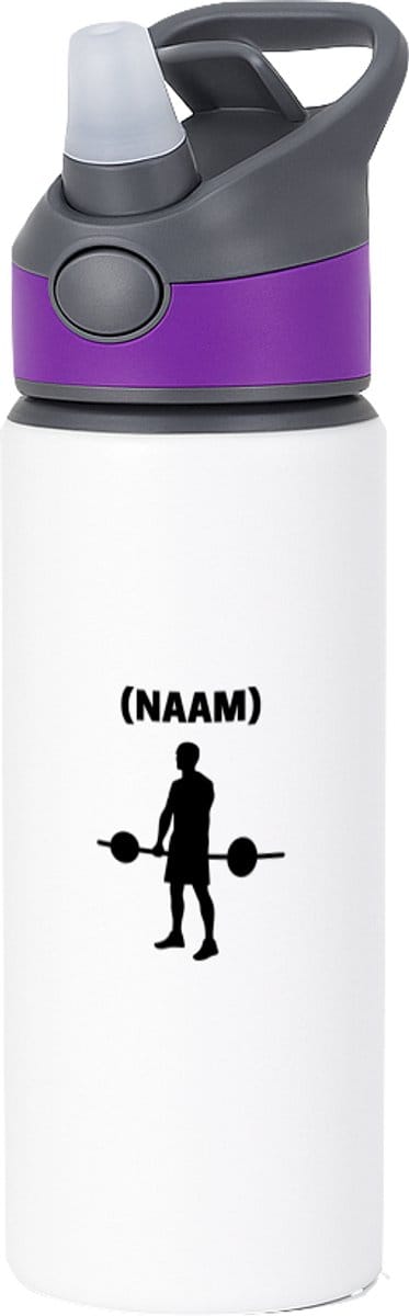 Hacebo® - Fitness met eigen naam waterfles met rietje paars - Fitness - Sporter - Sportschool - water fles - 650ML